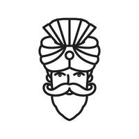 Turban Fashion Headdress Arab Indian Culture line logo vector icon illustration design