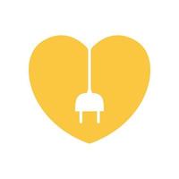 espacio negativo amor con enchufe logotipo símbolo icono vector diseño gráfico ilustración idea creativa
