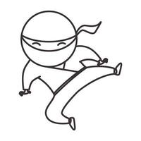 kid ninja líneas logo símbolo vector icono ilustración diseño gráfico