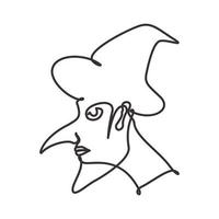 witch head single lines logo vector symbol icon design illustration