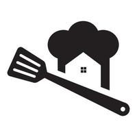 spatula with home chef logo symbol vector icon illustration graphic design