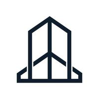 minimalist line outline building skyscraper logo vector icon illustration design