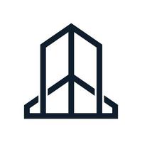 minimalist line outline building skyscraper logo vector icon illustration design