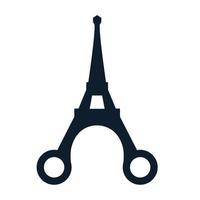 torre eiffel con diseño de ilustración de icono de vector de logotipo de tijera