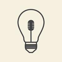 lamp light ideas with microphone lines logo vector icon symbol graphic design illustration
