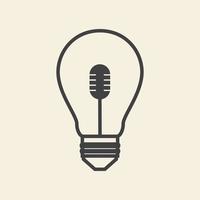 lamp light ideas with microphone lines logo vector icon symbol graphic design illustration