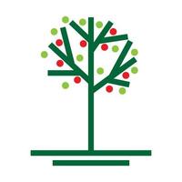 árbol abstracto con el logotipo de la fruta verde roja, diseño de ilustraciones de iconos vectoriales vector