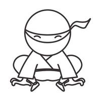 líneas lindo ninja logotipo símbolo vector icono ilustración diseño gráfico