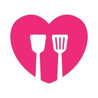 love shape with spatula logo vector icon illustration design