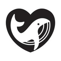 ballena con forma de amor logo vector símbolo icono diseño ilustración