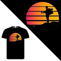 Black Color T-Shirt Design about silhouette and mountain vector