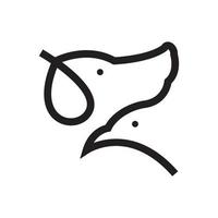 línea continua mascotas perro y pájaro diseño de logotipo vector gráfico símbolo icono signo ilustración idea creativa