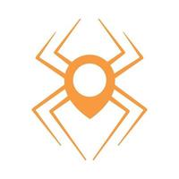 spider with map or pin or location logo vector illustration design
