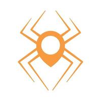 araña con mapa o pin o logotipo de ubicación diseño de ilustración vectorial vector