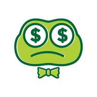frog head cartoon with money logo vector icon symbol graphic design illustration