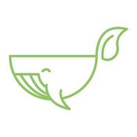 orca whale lines with leaf logo symbol vector design illustration