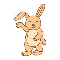 rabbit or bunny happy hand up cute cartoon vector  illustration