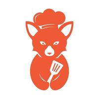 cute animal fox with chef logo symbol icon vector graphic design illustration