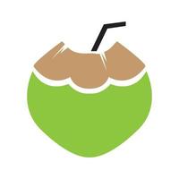 bebida de coco fresco diseño de logotipo verde vector gráfico símbolo icono signo ilustración idea creativa