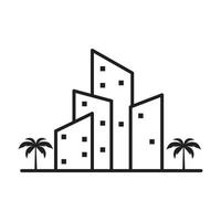 Rascacielos de líneas con árboles logotipo símbolo vector icono ilustración diseño gráfico
