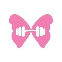 animal insect butterfly wings with gym logo vector icon illustration design