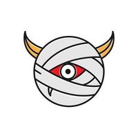 monster mummy head cute cartoon logo symbol icon vector graphic design illustration