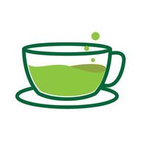 té verde caliente o taza de bebida matcha diseño de logotipo gráfico vectorial símbolo icono signo ilustración idea creativa vector