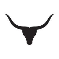 cabeza negra cráneo cuerno largo diseño de logotipo vector gráfico símbolo icono signo ilustración idea creativa