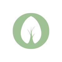 círculo con hoja planta verde logotipo símbolo icono vector diseño gráfico