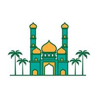 Mezquita colorida moderna con árboles logotipo símbolo vector icono ilustración diseño gráfico