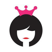 cabeza de mujer linda reina logo vector símbolo icono diseño ilustración