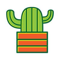 diseño de ilustración de icono de vector de símbolo de logotipo de cactus de planta decorativa colorida