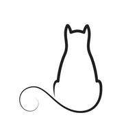 línea continua gato sentarse solo logotipo símbolo icono vector gráfico diseño ilustración idea creativa