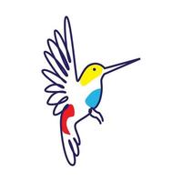 líneas resumen colorido pájaro mosca colibrí logo vector símbolo icono diseño ilustración