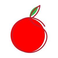 Manzana roja abstracta con diseño de ilustración de icono de vector de logotipo de hoja