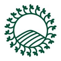 agricultura círculo simple con línea de hoja redondeada logotipo símbolo icono vector gráfico diseño ilustración