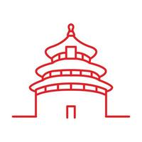 casa clásica china asiática arquitectura antigua línea logo vector icono ilustración