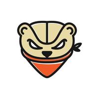 cabeza de animal como símbolo de logotipo ninja icono ilustración de diseño gráfico vectorial vector