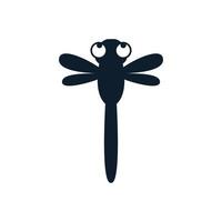 diseño de ilustración de icono de vector de logotipo de dibujos animados negro de libélulas de insectos animales