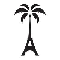 eiffel tower with palm tree logo symbol vector icon illustration graphic design