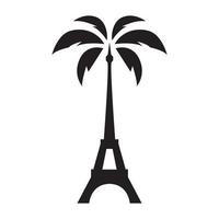 eiffel tower with palm tree logo symbol vector icon illustration graphic design