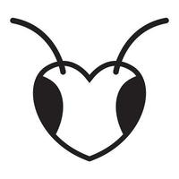 Cabeza de hormiga con símbolo de logotipo de amor icono vectorial ilustración diseño gráfico vector