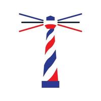 lighthouse with barbershop logo vector icon design
