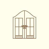 diseño de ilustración de icono de vector de logotipo exterior de casa de puerta de línea clásica