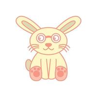 rabbit or bunny with sunglasses cute cartoon logo vector illustration