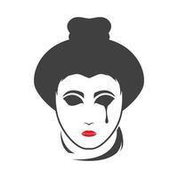 mujer cara japón triste logotipo diseño vector gráfico símbolo icono signo ilustración creativa idea