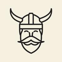 diseño de logotipo simple vintage de línea de hombre vikingo vector