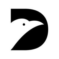 letra d con pájaro espacio negativo logotipo símbolo icono vector diseño gráfico ilustración idea creativa