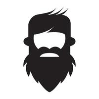 silueta cara hombre fresco con barba bigote diseño de logotipo vector gráfico símbolo icono signo ilustración idea creativa