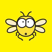 animal insect little honey bee yellow cartoon cute fly logo design vector icon symbol illustration